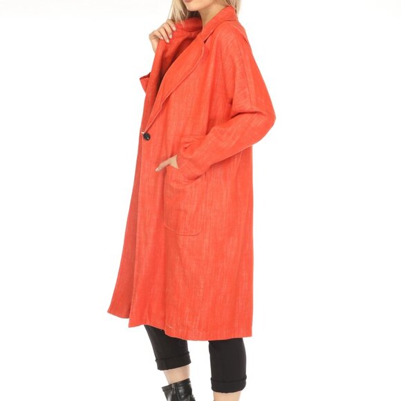 Coral 100% Cotton Trench Coat - Picture 4 of 6